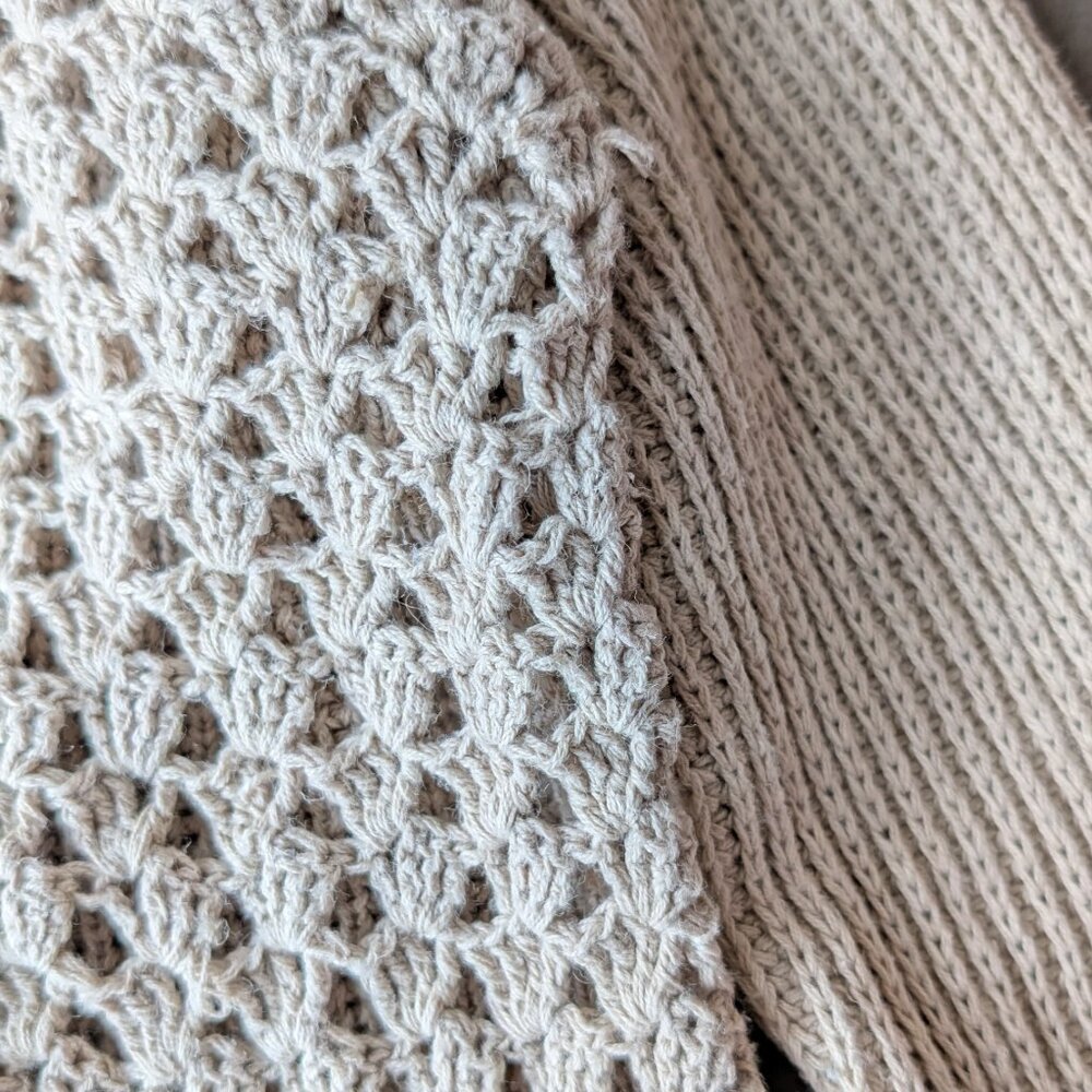 Vintage Victoria Jones Beige Open Knit Long Sleeve Cardigan Sweater large - Picture 6 of 7